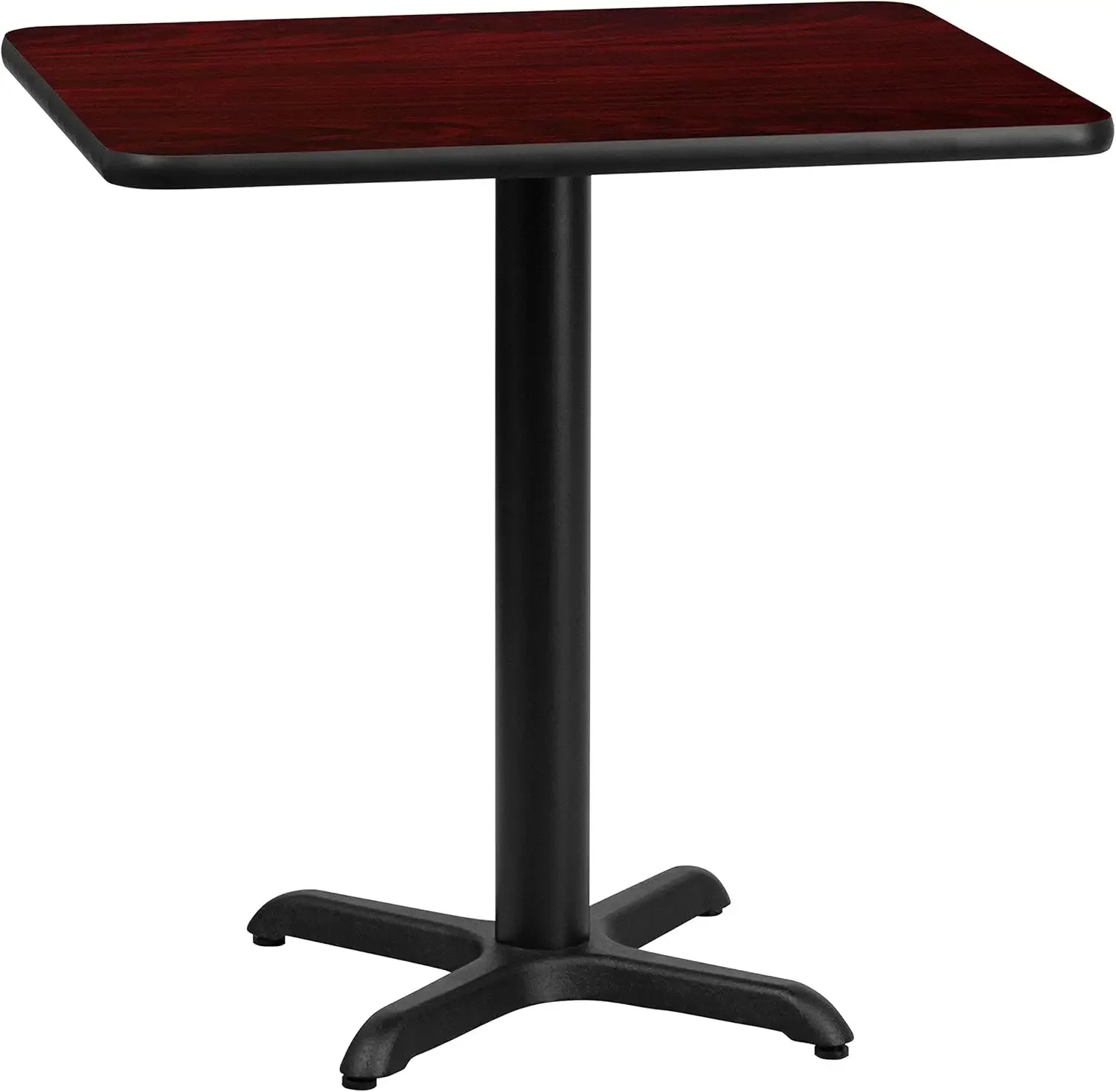 Graniss 24'' x 30'' Rectangular Mahogany Laminate Table Top with 22'' x 22'' Table Height Base