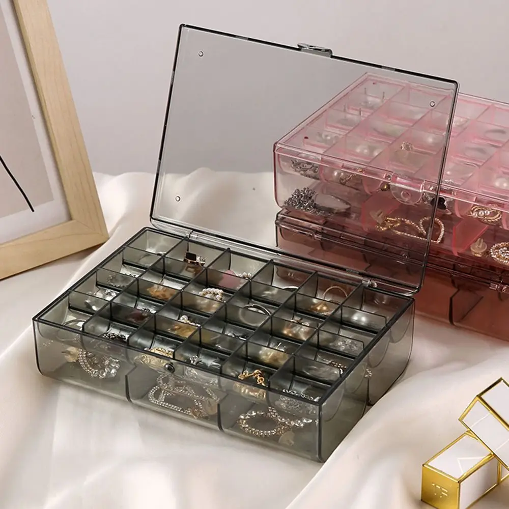 Plastic Double Layered Jewelry Box Dustproof Anti-oxidation Detachable Jewelry Display Box Multifunction Transparent