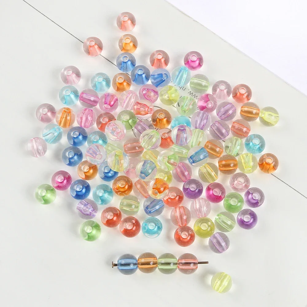 6/8/10mm Colorful Transparent Round Balls Acrylic Beads Loose Beads For Jewelry Making DIY Bracelet Necklaces Supplies