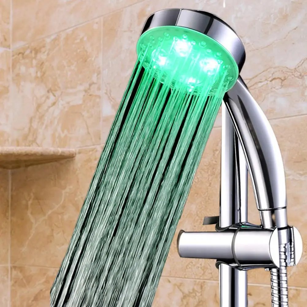 Water-powered No Electricity Shower Head Color Changing Led Handheld Shower Head with Temperature-sensitive Lights for Bathroom