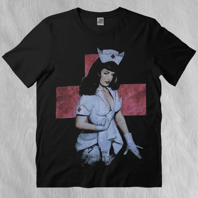 Bettie Page Short Sleeve Black Full Size Tee Shirt