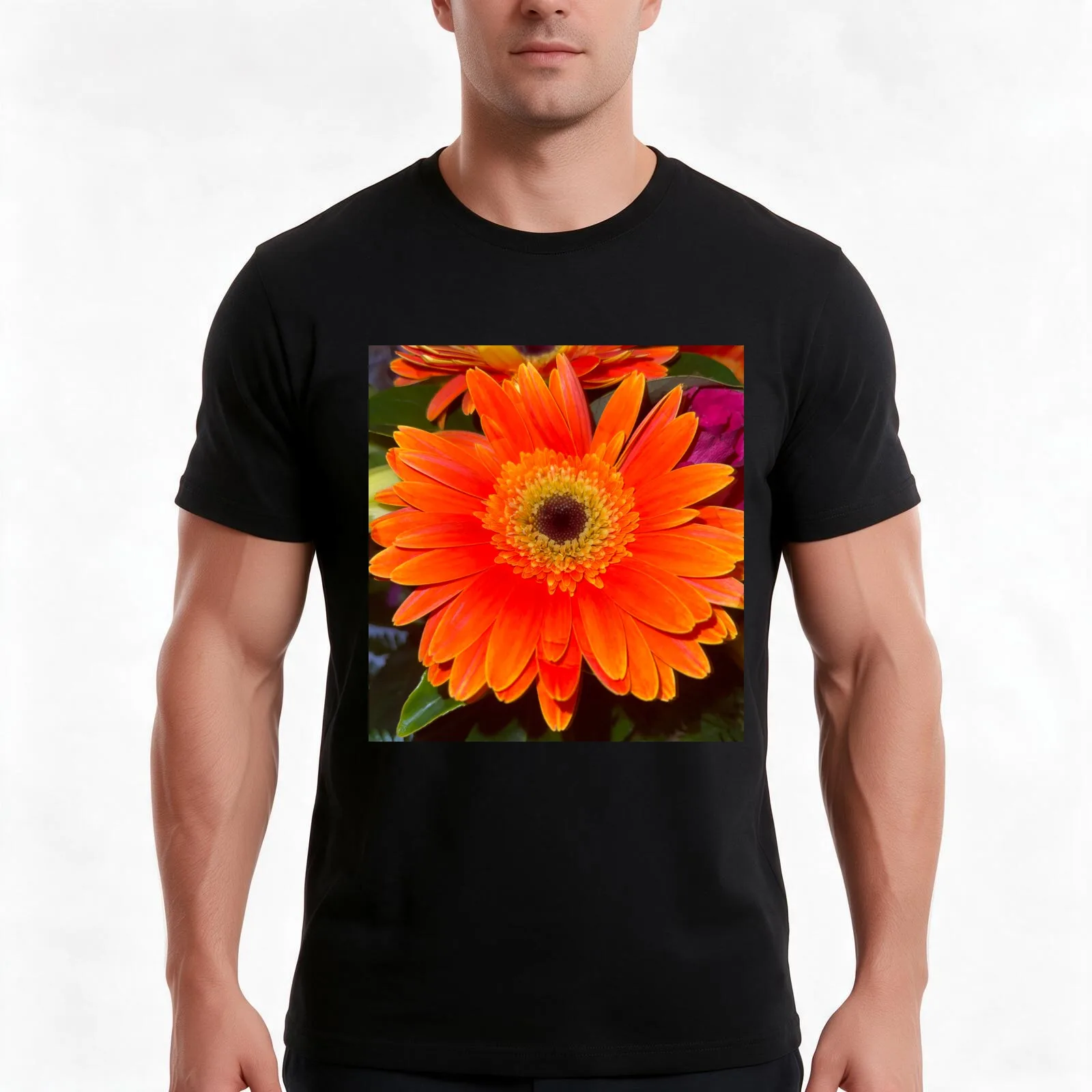 Bright flower T-Shirt, Summer Casual Cotton Tee, Oversized Streetwear Tops, Vintage Graphic Print, Loose Fit Short Sleeve