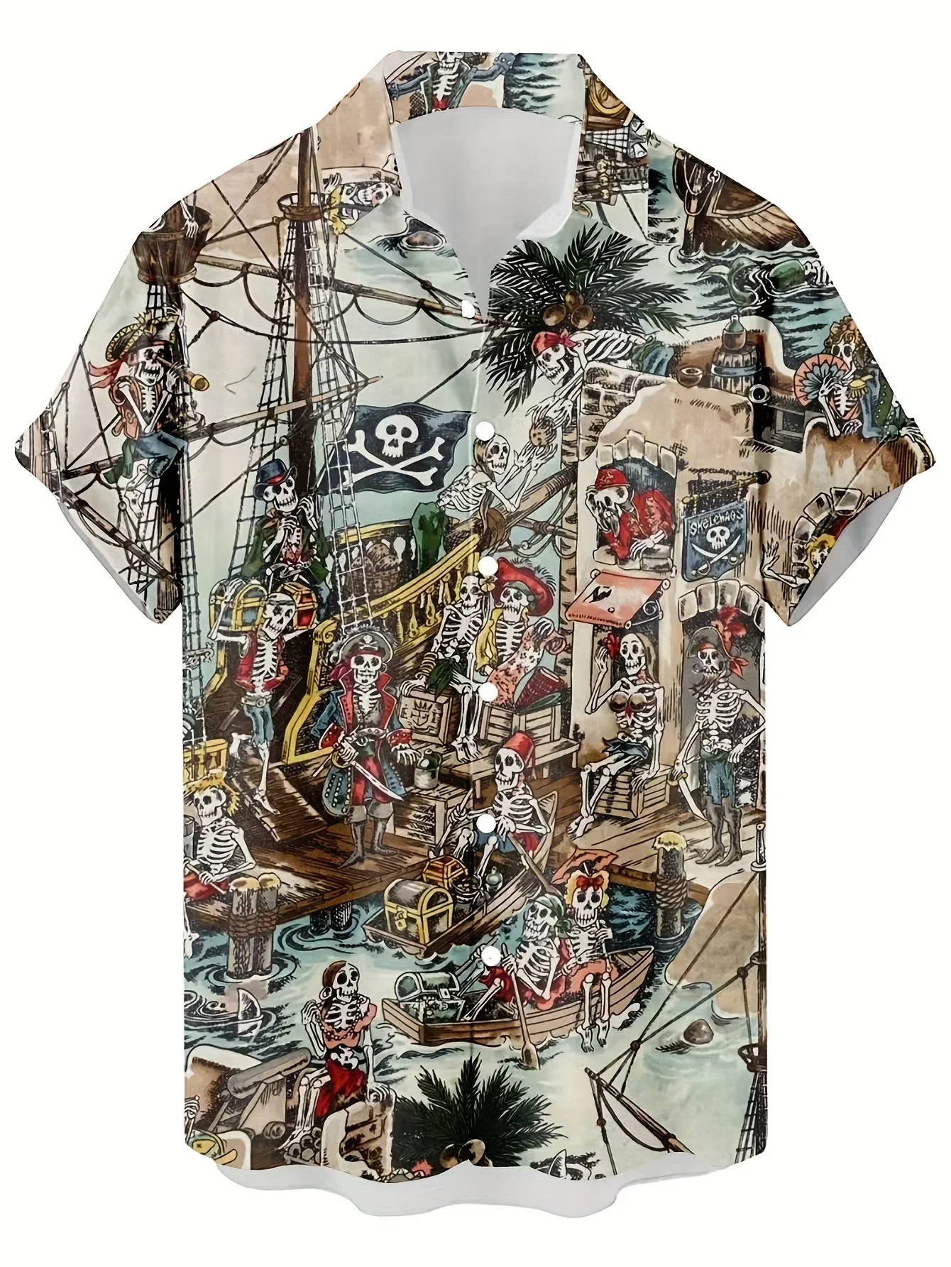 Men Vintage Classic Car Palm Tree Plumeria Print Hawaiian Shirts Multiple Patterns Loose Lightweight Plus Size Beach Tops