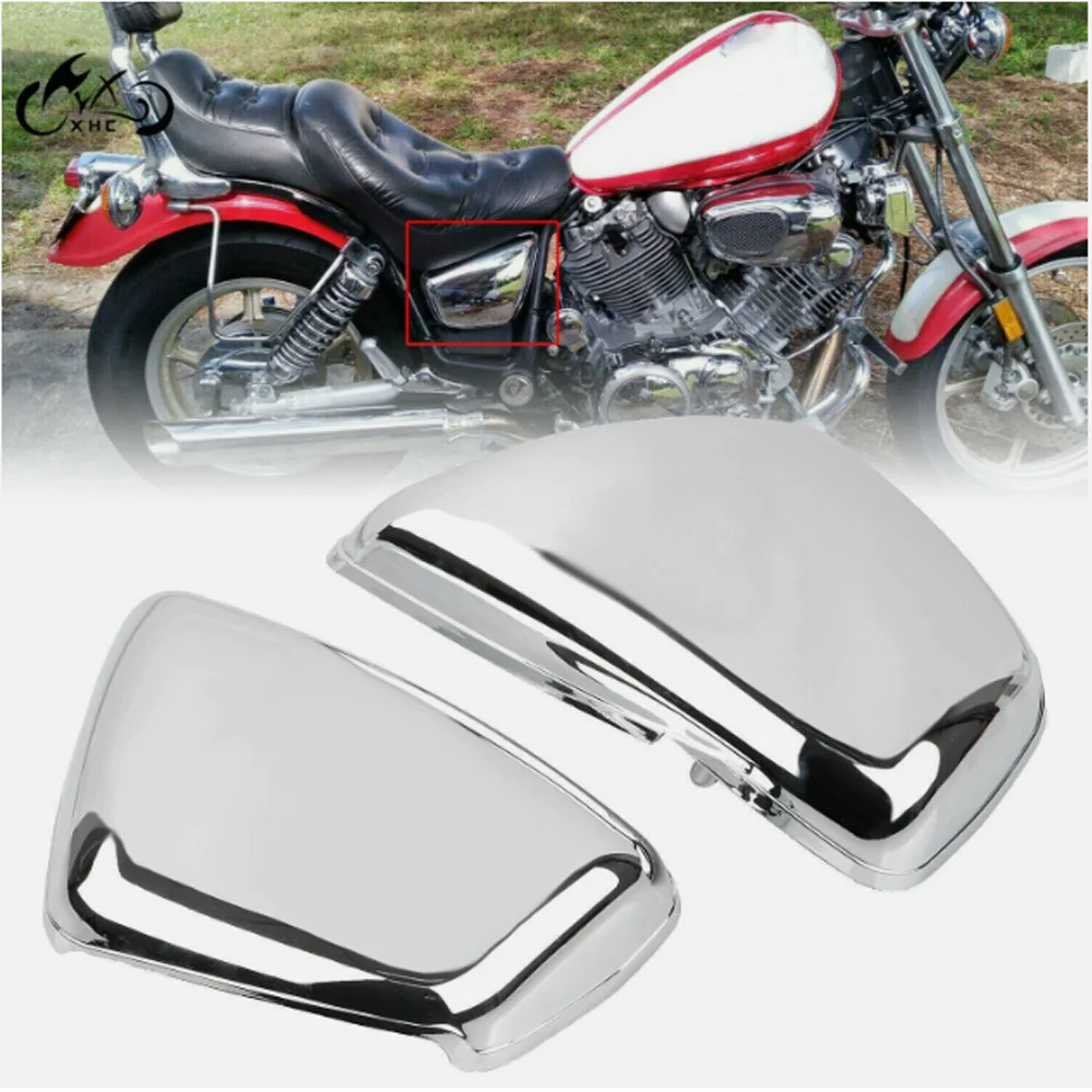 

Chrome/Gloss Black Motorcycle Accessories Side Battery Fairing Cover Protection For Yamaha XV 700 750 1000 1100 Virago 1984-UP