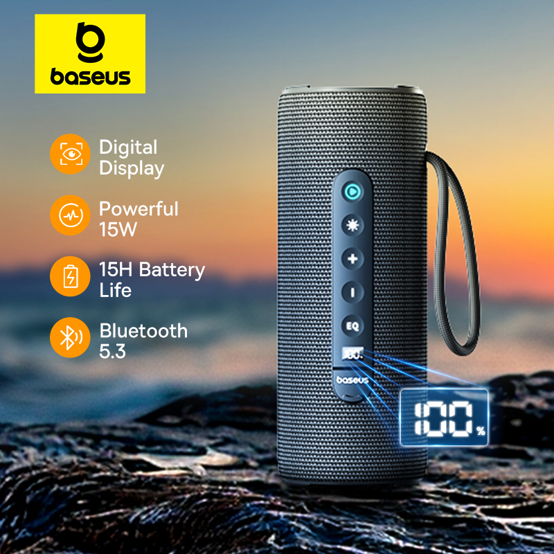  Baseus AeQur 30 Air Portable Wireless Speaker Bluetooth 5.3 TWS Pairing Digital Display 15H Audio Playback Camping Soundbox IPX5 