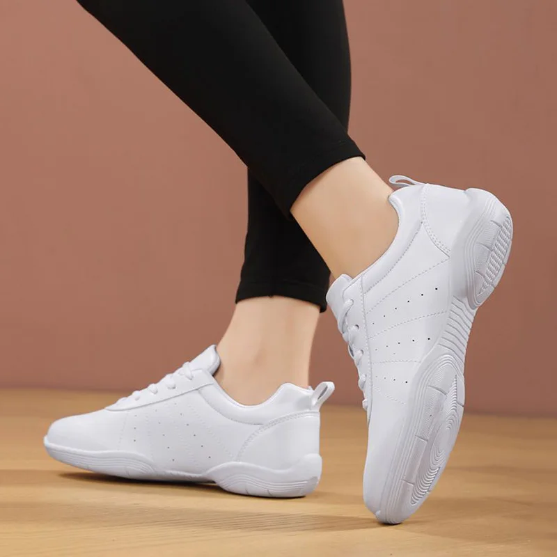 Girls White Cheer Shoes Trainers Breathable Training Dance Tennis Shoes Lightweight Youth Cheer Competition Dance Sneakers women