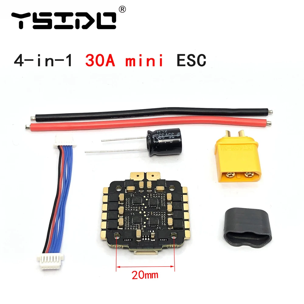 20x20 30A Mini 3 ~ 5S Lipo 4w1 ESC kontroler prędkości wsparcie BLHeli-S/DSHOT600 dla dronów wyścigowych RC FPV