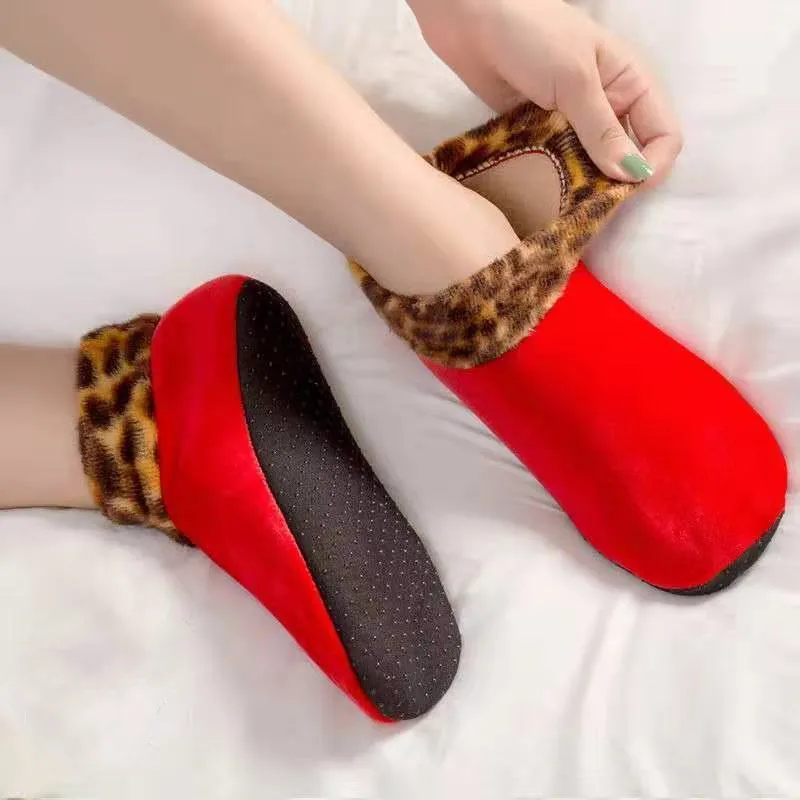 Non-Slip Floor Plush Socks Yoga Soft Women Men Home Leopard Print Thick Slippers  Indoor Outndoor Thermal Sports Socks