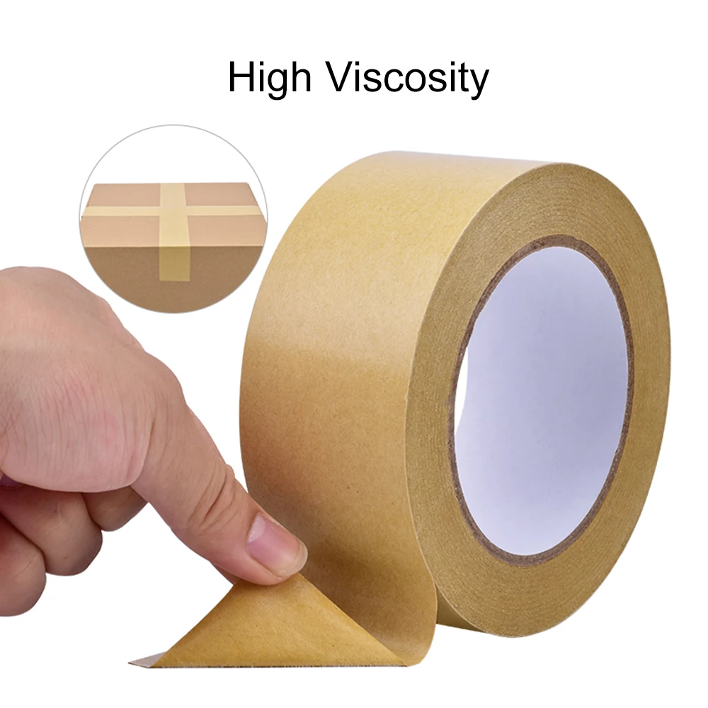 Kraft Paper Tape Strong Sealing Self Masking Photo Frame Mounting Packaging Sealing Tape Tearable Paper Brown 23M/Rolls