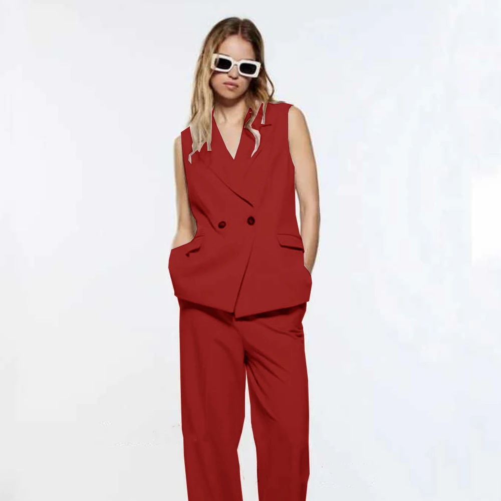 Women's Suit Vest Pants Two-Piece Set Elegant Fashion Summer Suit Slim Fit Comfortable Casual Work Wear 2024 Best-Selling Model