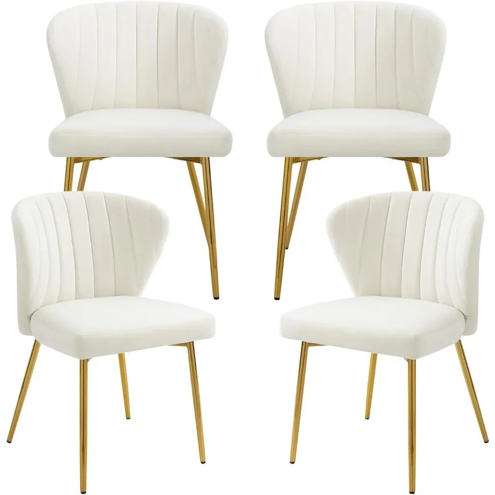 Velvet Dining Chairs Set of 4, Modern Upholstered Dining Chair with Golden Metal Legs, Dining Chairs for Kitchen, Living Room