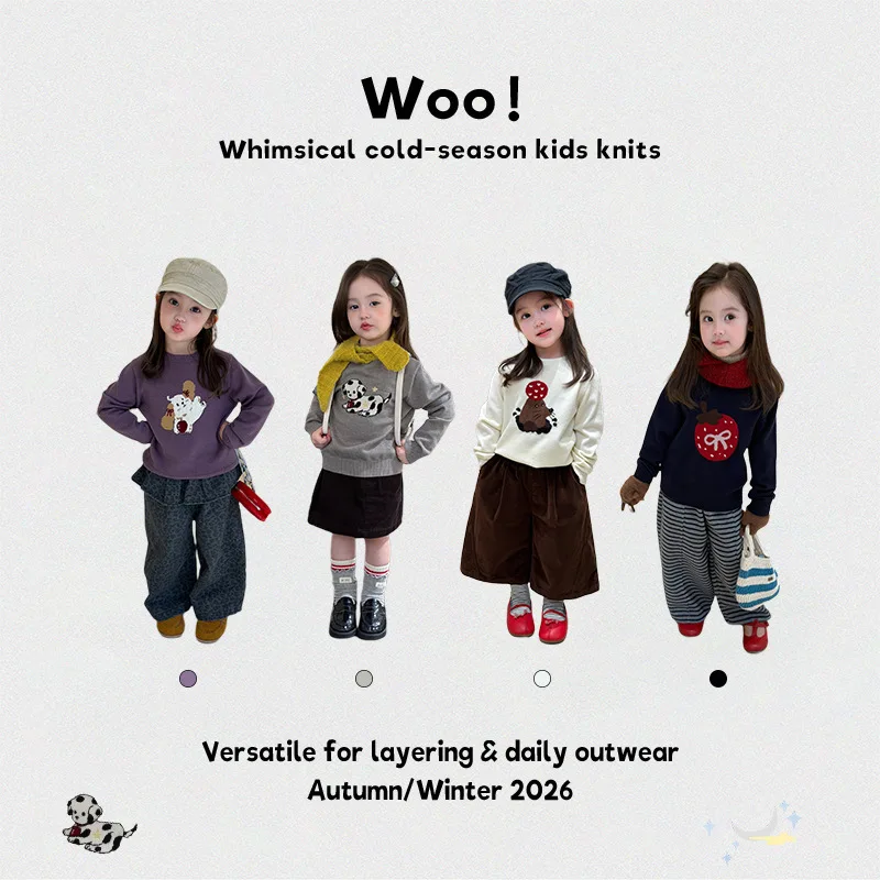 New Children Clothing Soft and Cute for Babies Comfortable and Casual for Autumn and Winter Knitted Cartoon Round Neck Sweater