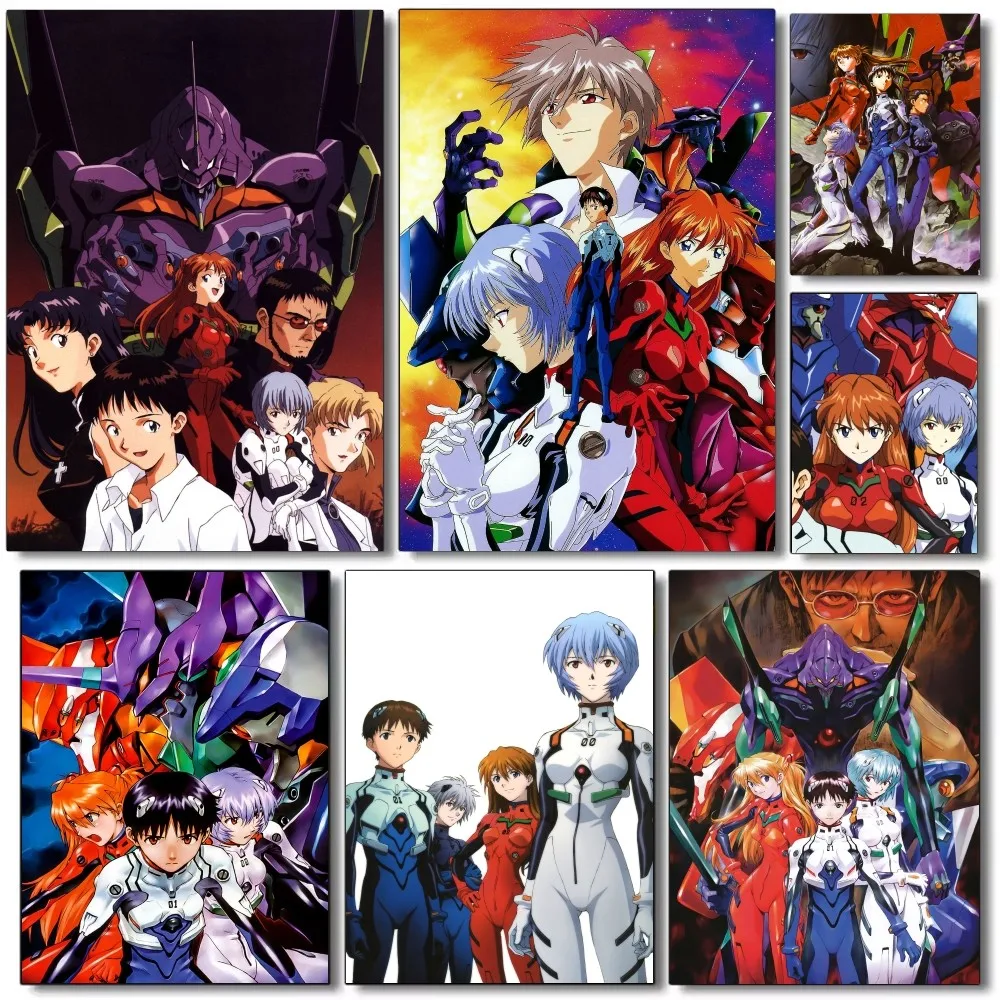 1pc Neon Genesis Evangelion Anime Poster Self-adhesive Art Waterproof Paper Sticker Coffee House Bar Room Wall Decor