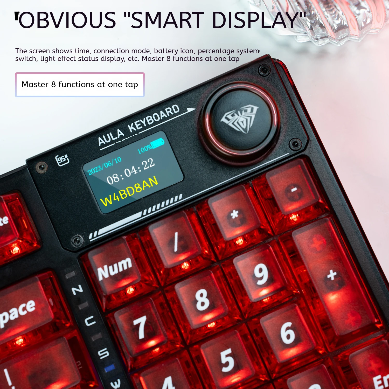 لوحة مفاتيح ميكانيكية AULA F98 ProV2 لوحة مفاتيح ألعاب بلوتوث لاسلكية شفافة بإضاءة خلفية RGB