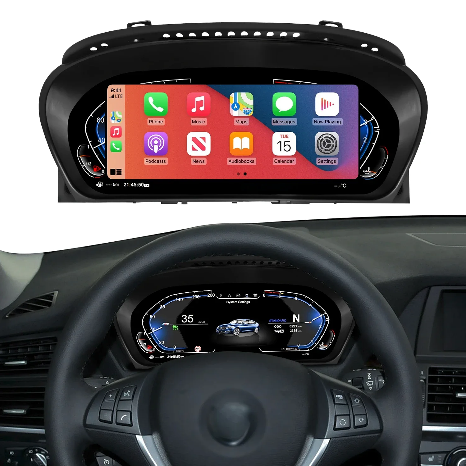 

E70 E71 Dashboard Displayer Digital Cluster Instrument Speedometer Wireless CarPlay Android Auto for X5 X6