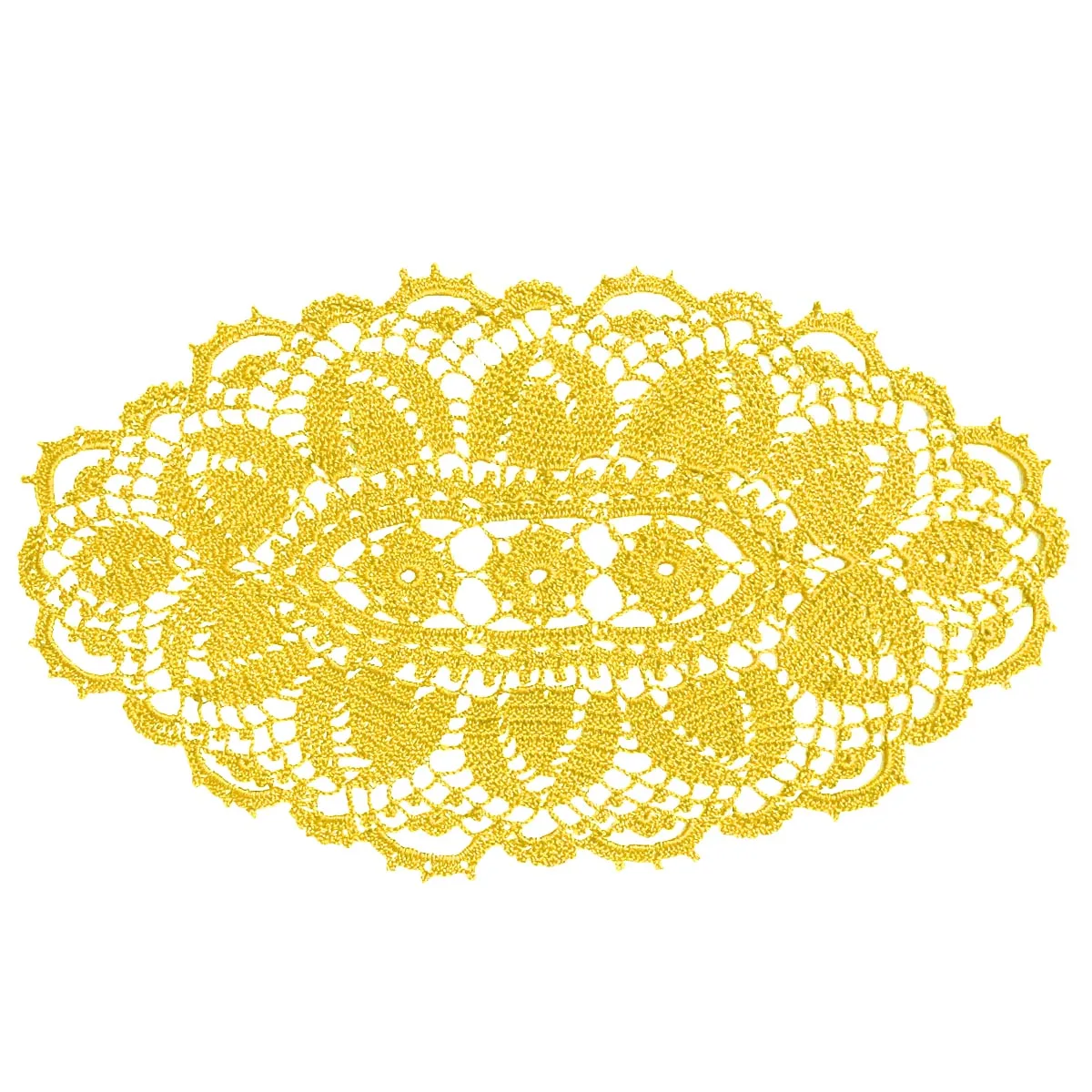 BomHCS  Oval Lace Tablecloth Doily Handmade Crochet Placemat Women Vase Mat Kitchen Table Runner