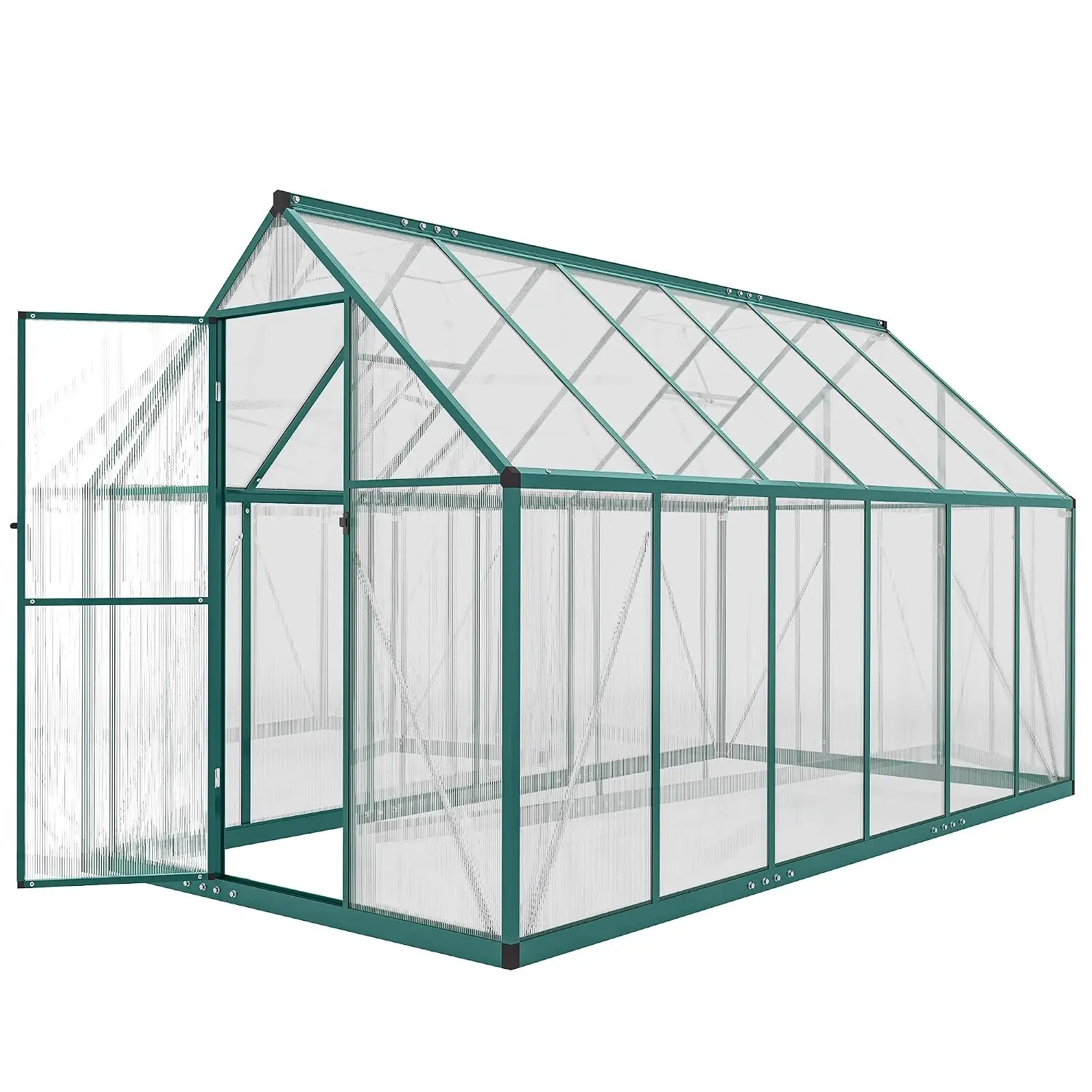 Polycarbonate Greenhouse 11x6ft Swing Door 2 Adjustable Roof Vents, Customized