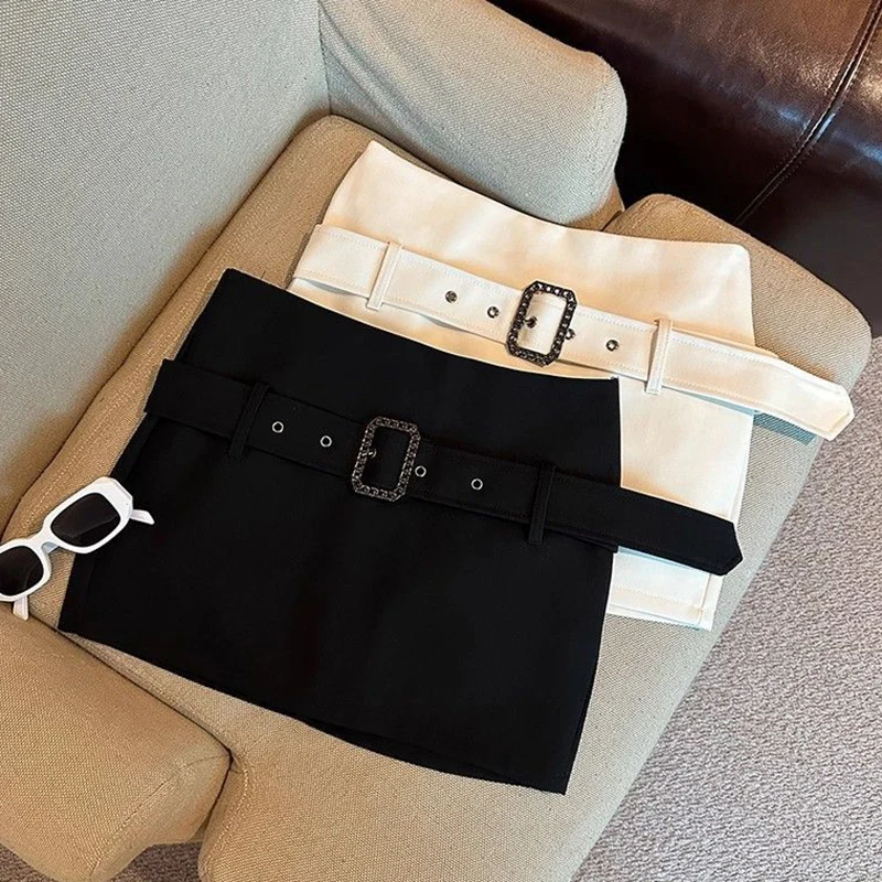 Sexy High Waist Suit Mini Skirt Women Summer Korean Wrap Hip Short Skirts Woman Fashion with Belt Office Pencil Skirt Ladies