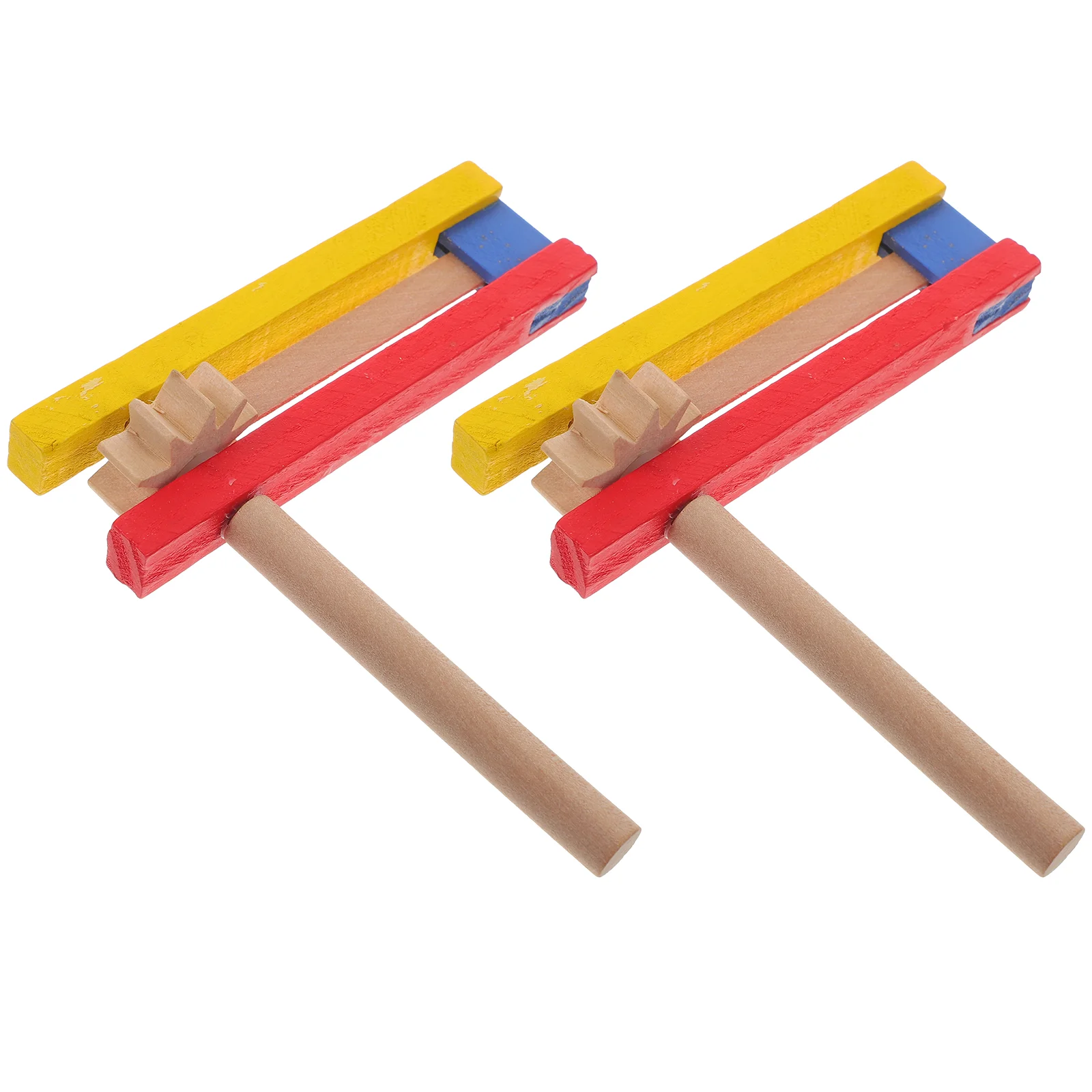 2 Pcs Ratchet Hand Castanet Percussion Educational 1150X1100X280CM Wooden Instrument Long Handle for Kids