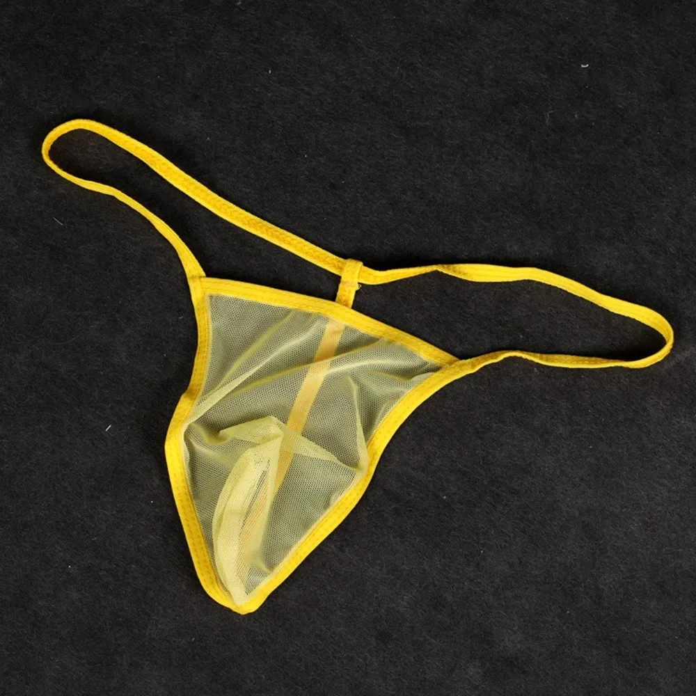 

New Fashion Hot Men's Sexy Stockings Panties Thong Underwear Cut Strings Thong Liquid Mens Mesh See-through Stretch