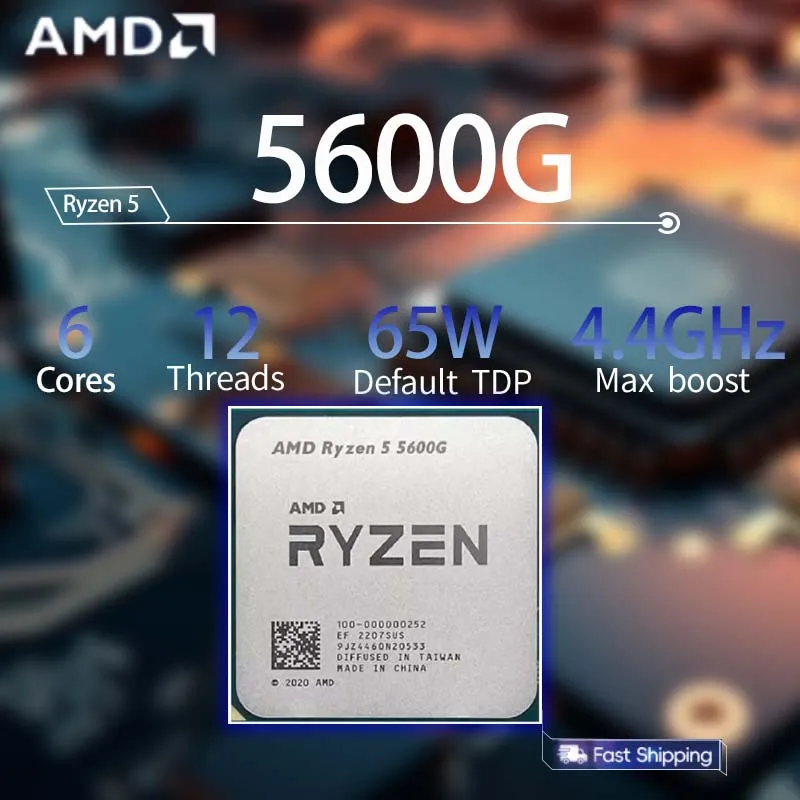 

Процессор AMD Ryzen 5 5600G R5 5600G 3,9 ГГц — 4,4 ГГц, 6 ядер, 12 потоков, 65 Вт, процессор L3 = 16 МБ, разъем AM4, процессор