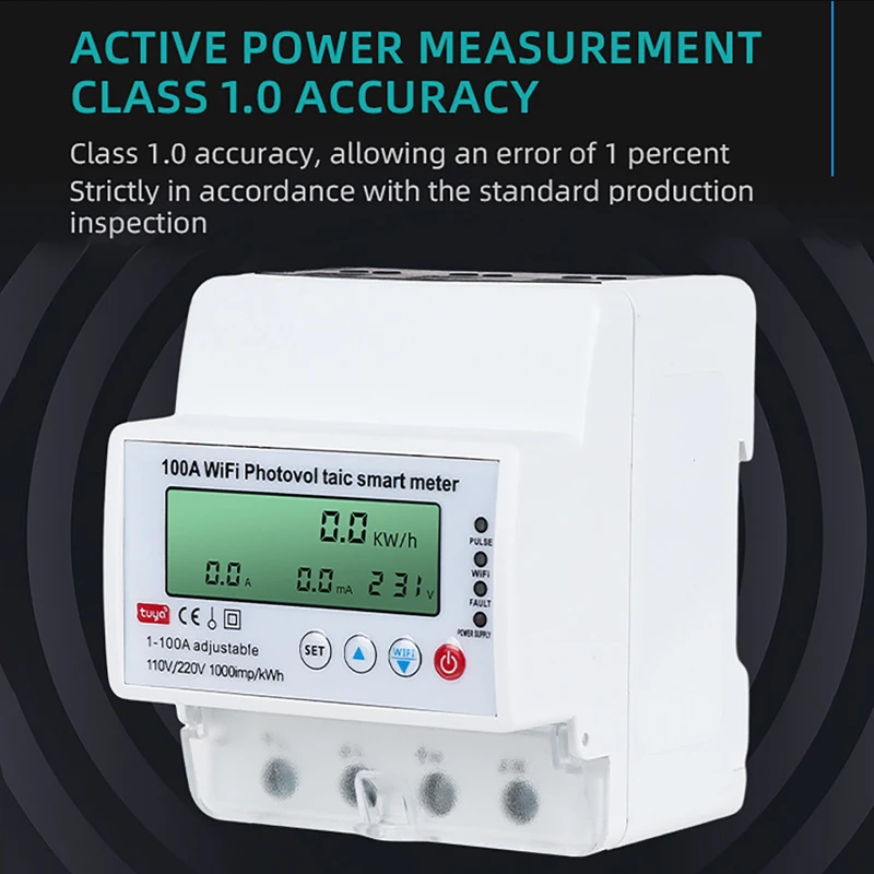 1-100A 4P WiFi Smart Circuit Breaker Over Under Voltage Protector Current Limit Relay Switch PV Bidirectional Energy Power Meter