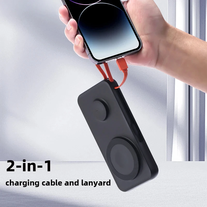 For IPhone 15 Samsung Apple Watch 10000mAh Magnetic Wireless Power Bank With Cable Portable USB C Fast Charging External Battery