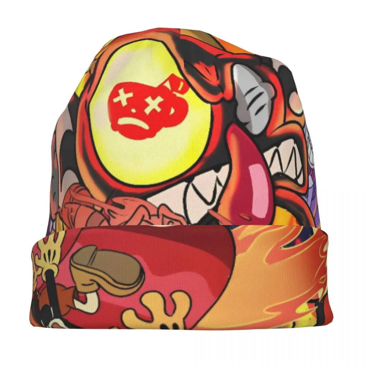 قبعات ريترو رائعة للعبة Battle Cuphead Skullies Beanies قبعات ربيعية للجنسين للاستخدام الخارجي قبعات دافئة متعددة الوظائف بونيه #3