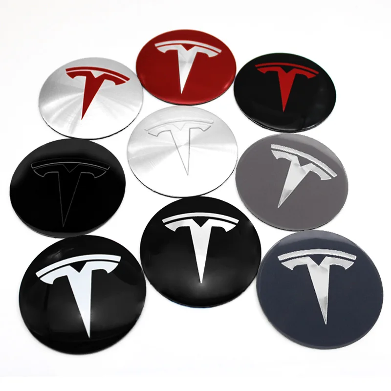 4Pcs 56mm Car Hub Wheel Center Caps Sticker Decals Badge Emblem Styling Decorates For Tesla Model 3 Model Y S X Auto Accessories