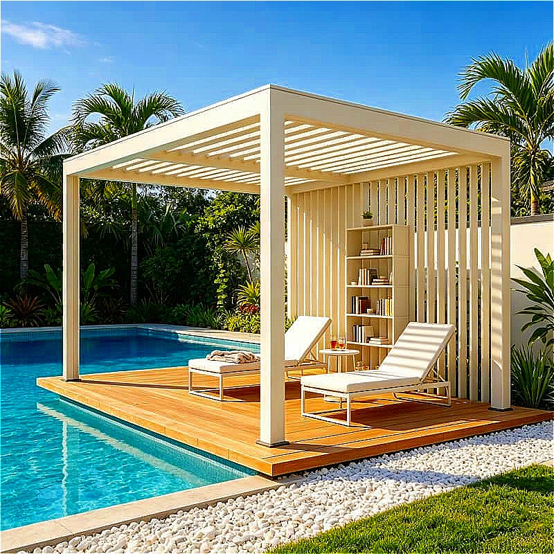 Terrace Pergola 4x4m Aluminum Louvered Motorized Waterproof Roof For Garden Patio Backyard Carport Gazebo Customized