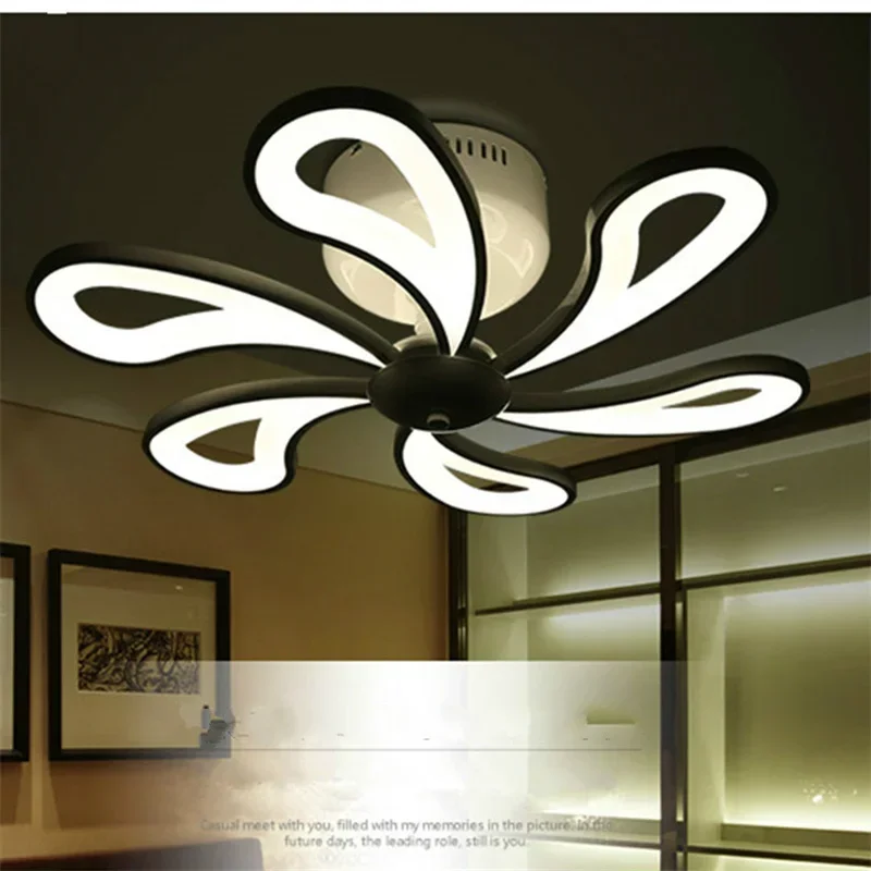 New Arrivals Irregular Petal Design Iron Led Chandelier With Windmill Fan Design Modern Acrylic Chandelier