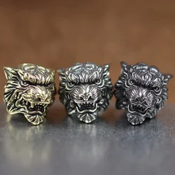 Tiger King Head Sculpture Brass Knife Beads EDC fai da te Paracord pendenti accessori strumento di sopravvivenza all'aperto cordino intrecciato arazzi