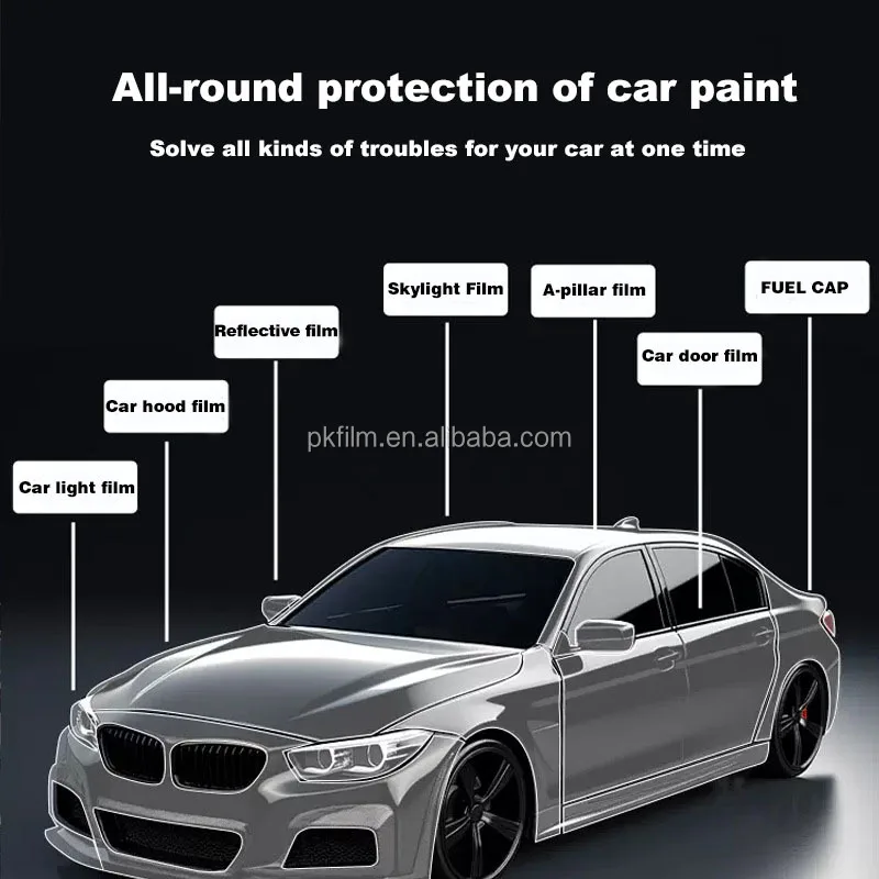 PKFILM 7.5Mil Glossy Yellowing Resistance Self-Healing Anti Scracth TPU Wrap Clear Auto-Repaired Paint Protection Film Car PPF