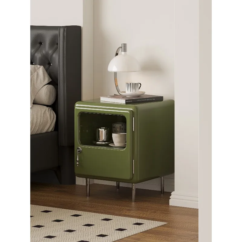 

Transparent pendant bedside table, matcha vintage bedside table, small apartment storage cabinet