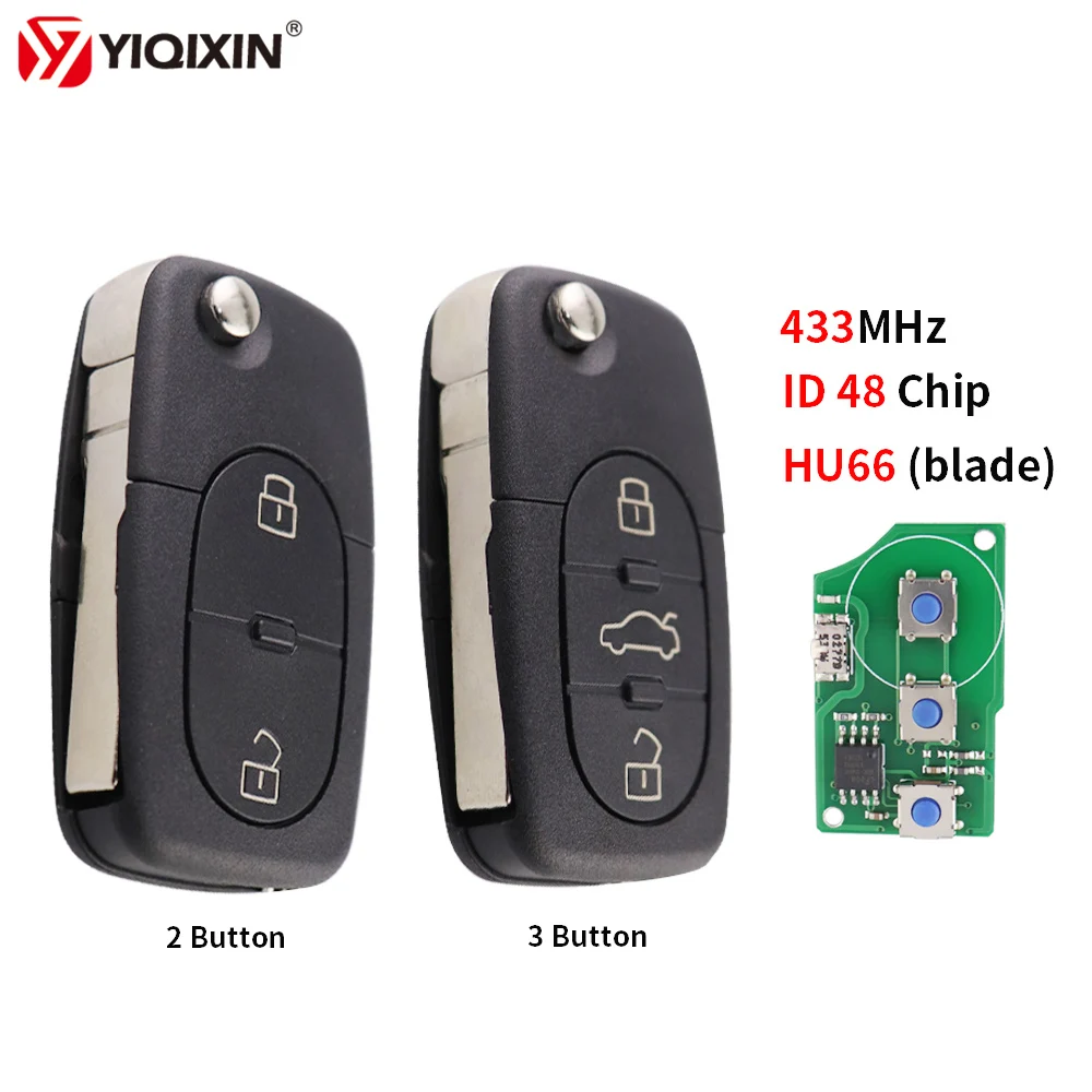 

Flip Remote Car Key For Audi A3 A4 A6 A8 TT B5 RS4 Allroad Quattro 1994-2004 433Mhz ID48 Chip 4D0837231A 4D0837231K 4D0837231N