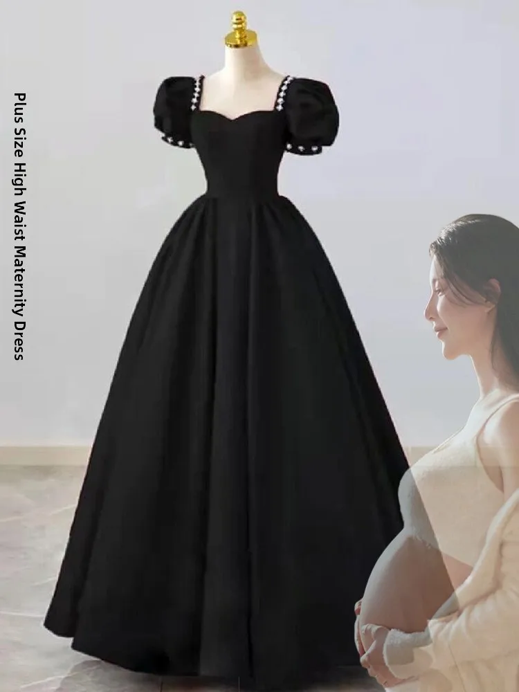 

Ele Bla Evening Gown for Women plus Size Princ Sle Adult Ceremony Dr Performance Host Suit High Waist A-Line Skirt