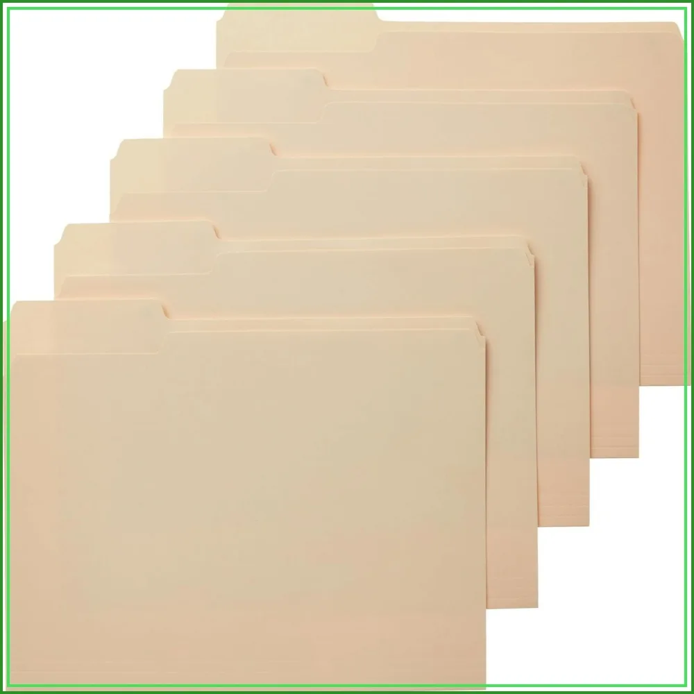 Sturdy File Folders with Reinforced Tabs, Letter Size 8.5x11, Manila, 100-Pack