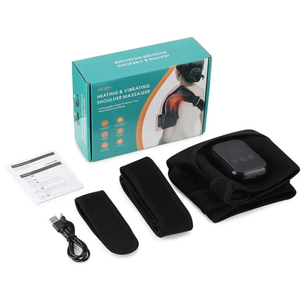 Heated Vibration Shoulder Massager Electric 3 Levels Adjustable Cordless Support Wrap for Neck Shoulder Daily Relief