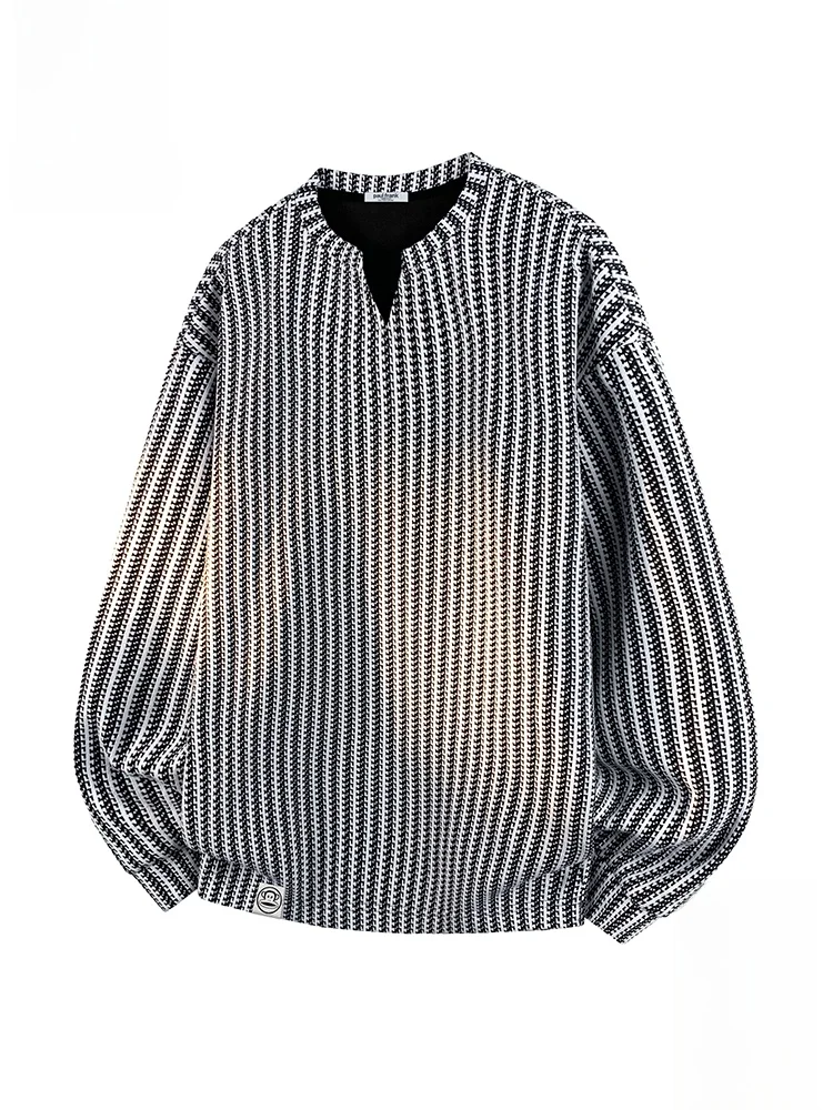 

PaulFrank Loose Fit Long Sve V-Ne T-irt Men's Casual Comfortable Polyester Fiber Autumn Top American Fibone Pattern