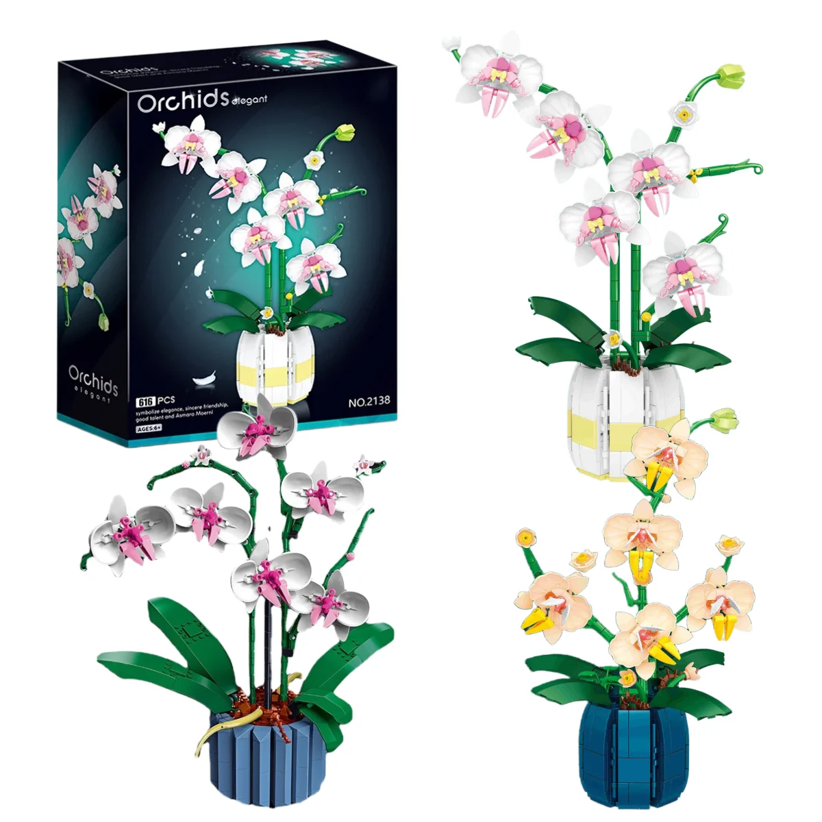 Funny Joy Orchid Flowers Bouquet Flower Blocks Bonsai Plant Model Bricks Romantic DIY Home Decoration for Kids Gift Toy