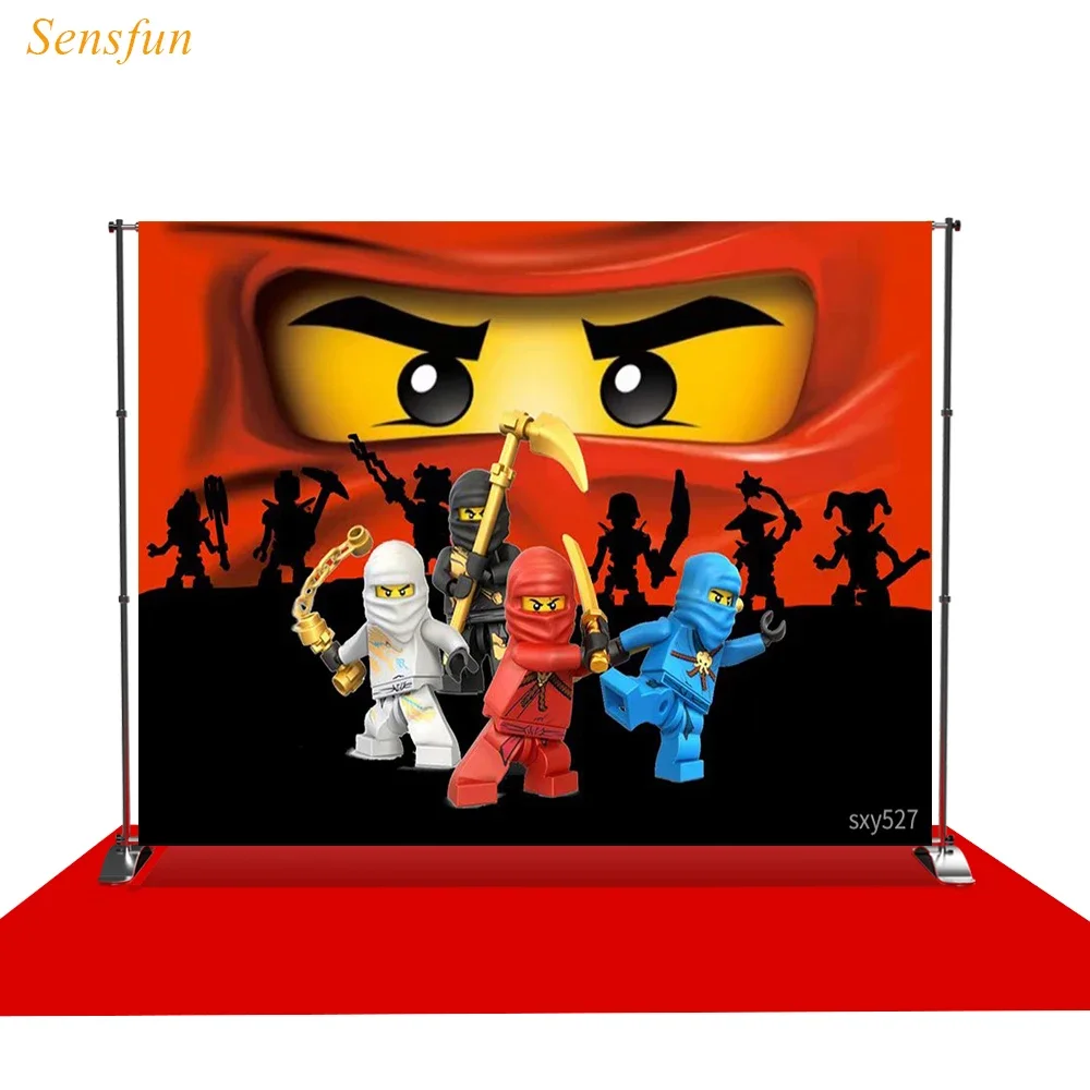 

LEVOO photography theme background Ninja Cartoon Anime Building Blocks toy backdrop for photo studio photocall background