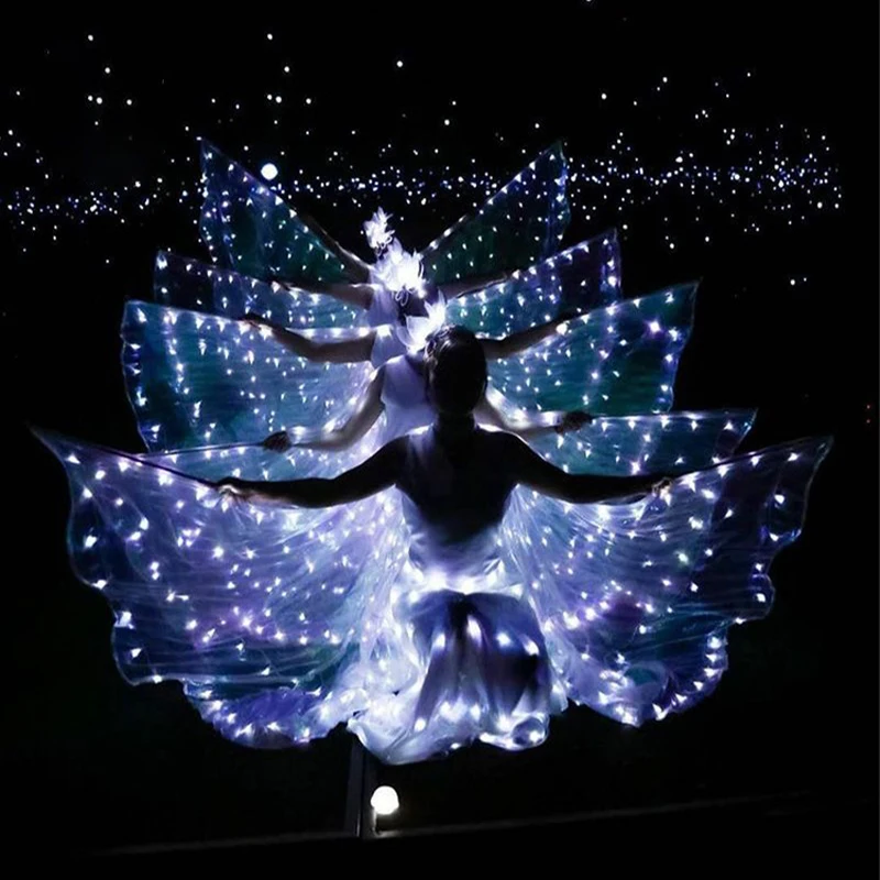 LED Luminous Butterfly Wing Dance Fairy Wings Cloak Stage Performance Props Dancing Costume Festival Party Lighting Photo Prop