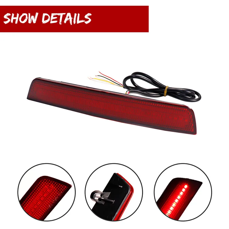 Luces reflectoras de parachoques trasero LED rojas para Chevrolet Equinox, freno trasero, luz antiniebla trasera y luz de señal de giro secuencial, 2010-2017