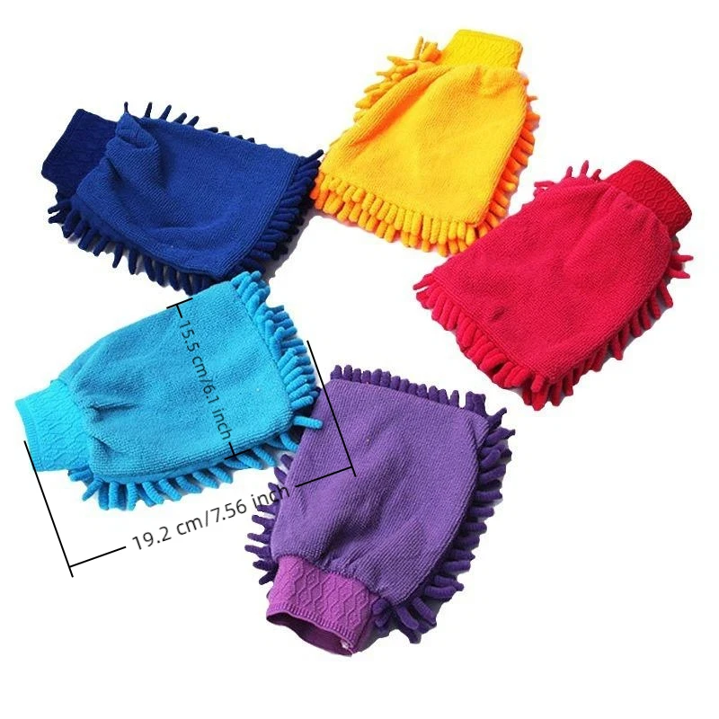 5pcs Microfiber Car Wash Gloves Auto Double-Side Ultra Absorbent Wash Car Sponge Scratch Free Car Cleaning Tool