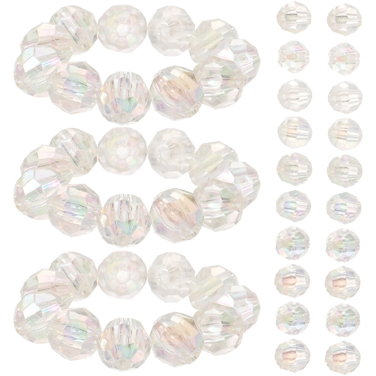

100 Pcs Crystal Beads 10mm Transparent Faceted Spacer Round Clear Glass for Jewelry Making Crafts DIY Decorations Gifts