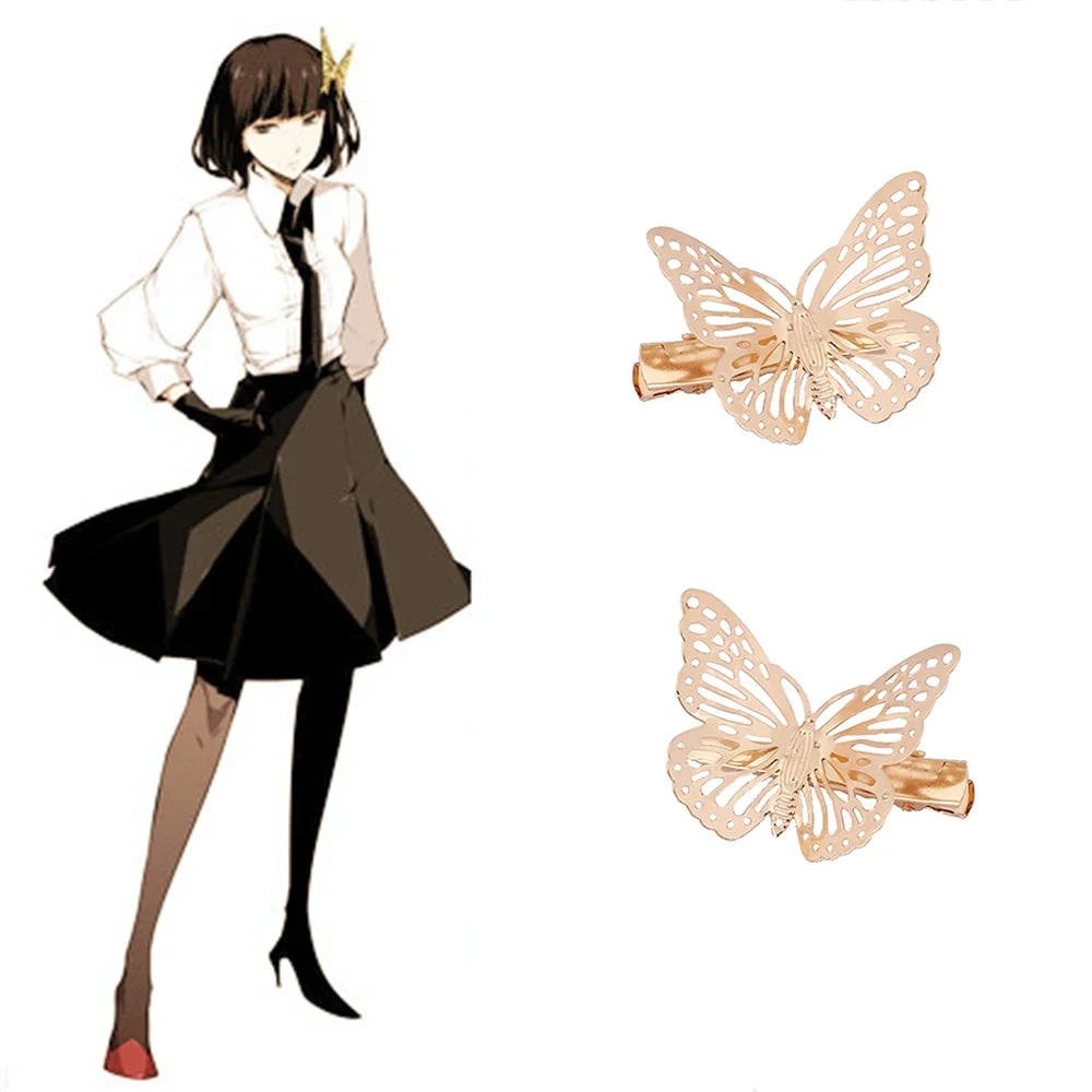 Horquilla de Anime Bungo Stray Dogs para Cosplay, horquilla Akiko Yosano, pinza para el pelo de mariposa, accesorios para disfraces