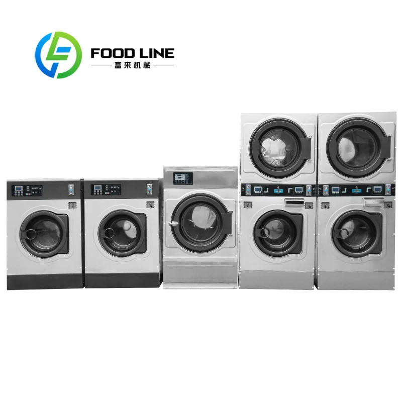 Large Capacity Self Service Commercial Stack Washer and Dryer Coin Card Operated for Laundromat Use Customize