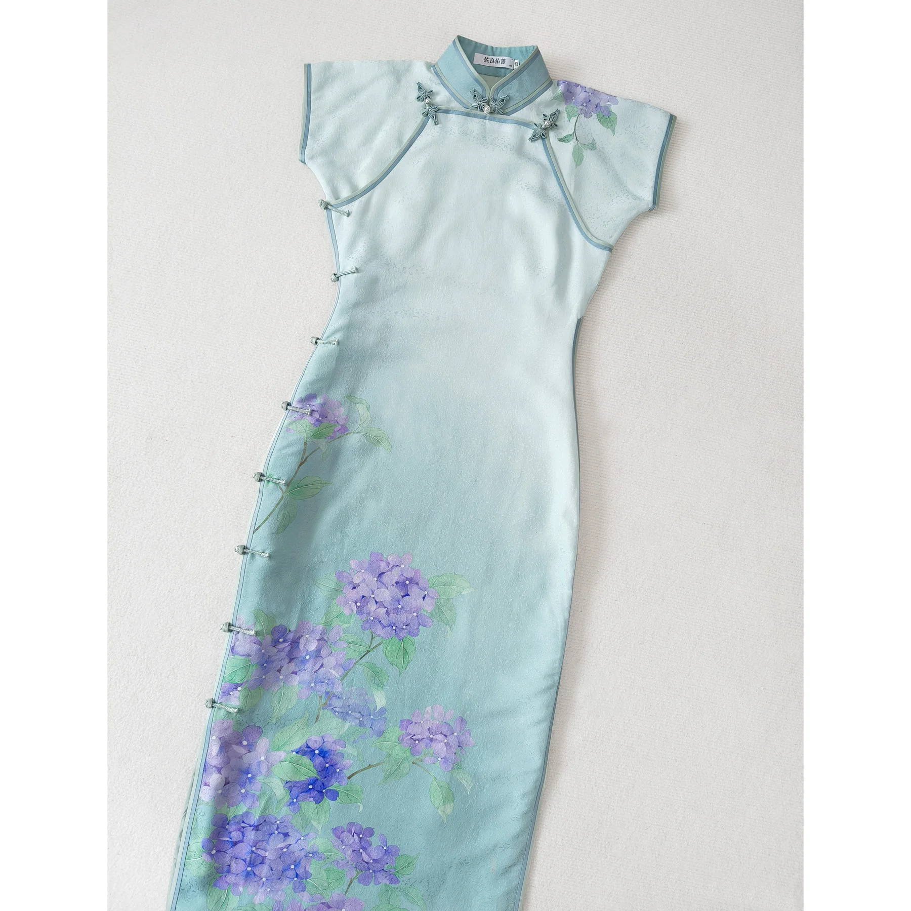 

Платье-ципао Ice Spirit с винтажным принтом, цельное, с прямым кроем, для молодых девушек, в пол, с коротким рукавом, длинная юбка, женское платье