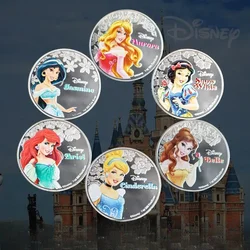 Disney Princess Commemorative Coin Cute Cartoon Character Snow White Cinderella Sleeping Beauty Animation Collectible Toys Gifts