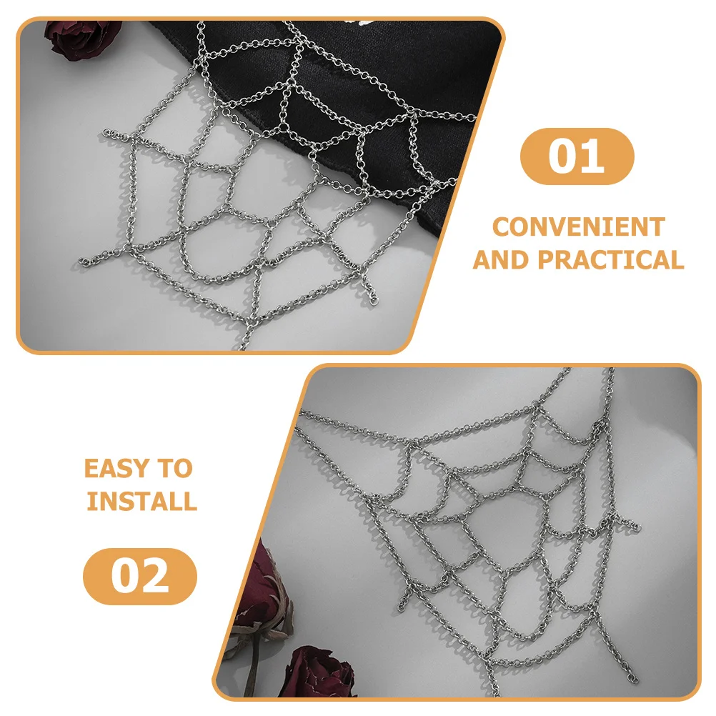 

Punk Spider Web Pants Chain Gothic Metal Decorative Jeans Trousers Accessory Wallet with Chain Purse Wallet Clasp